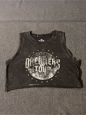 Hollister Black Washed 'Dreamers Tour' Cropped Muscle Tank